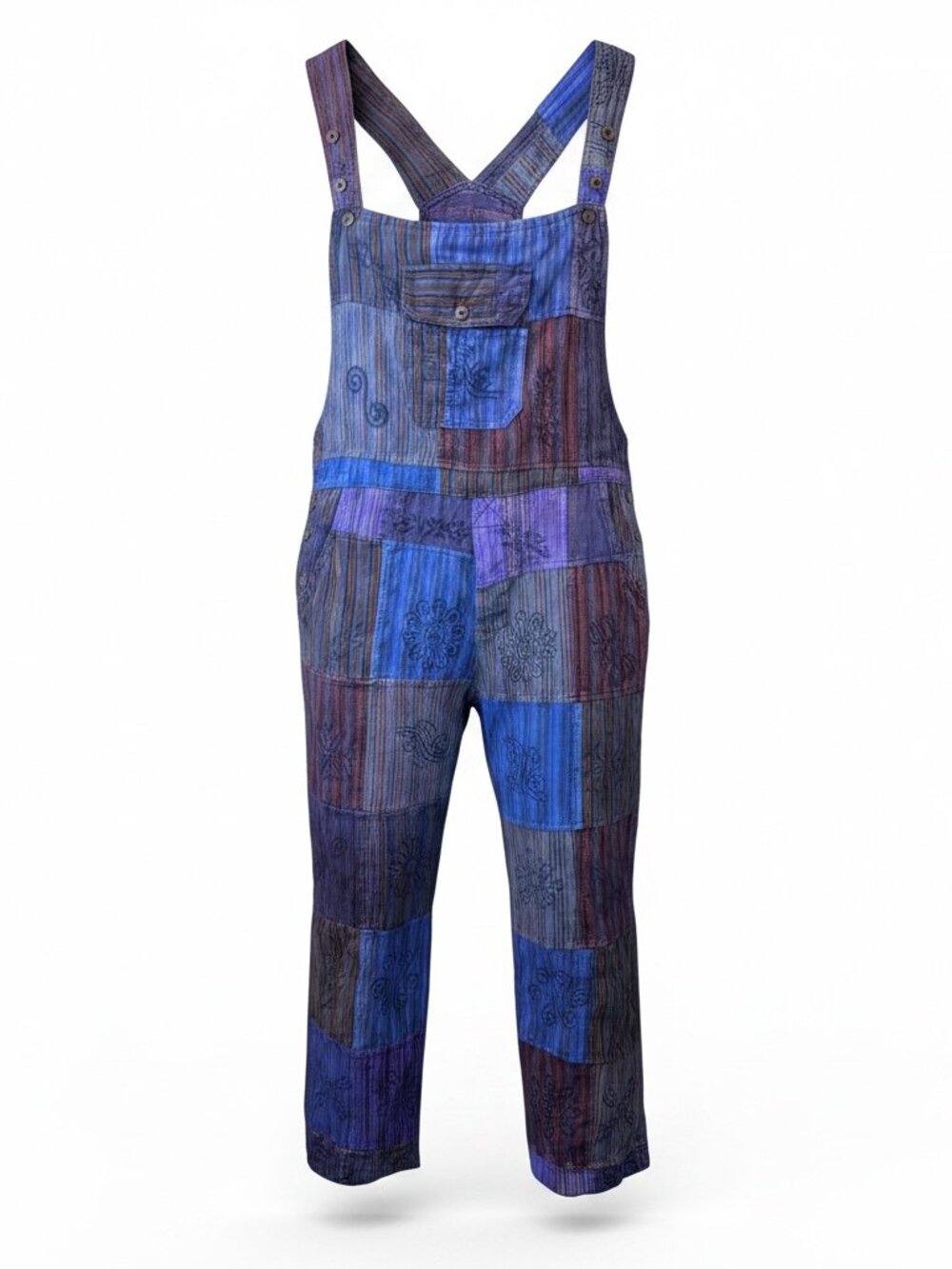 GYPSY ROSE Everyday People Patchwork Hand Blocked Print Overalls Free Size